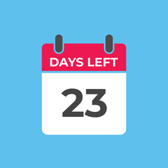 23 days to go countdown template. 23 day Countdown left days banner design. 23 Days left countdown timer
