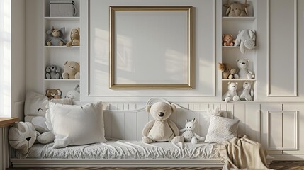 Photorealistic render of a bright and airy nursery