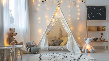 A cozy teepee tent is perfect for creating a magical reading nook or play area for children