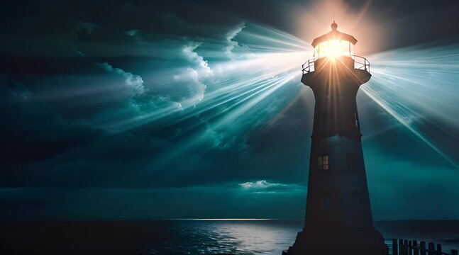 Phare allum&eacute; sur la rive