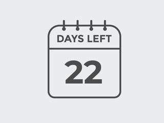 22 days to go countdown template. 22 day Countdown left days banner design. 22 Days left countdown timer
