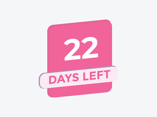 22 days to go countdown template. 22 day Countdown left days banner design. 22 Days left countdown timer
