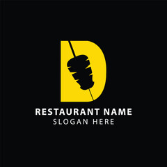 D letter Doner Kebab Logo Design