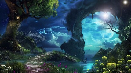 dreamlike panorama that transports you to a realm where reality and fantasy. AI Generative