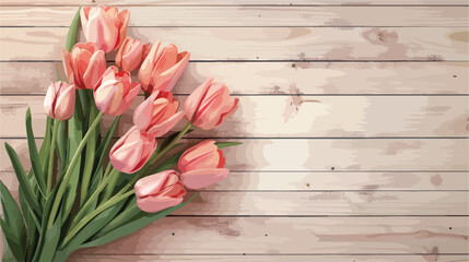 Beautiful greeting card for Mothers Day on wooden background