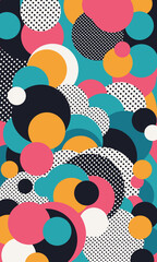 80s 90s seamless retro dot circyle pattern colourful memphis style wallpaper background