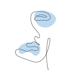 Abstract Faces One Line Drawing Prints Set. Creative Contemporary Abstract Line Drawing. Modern Fashion Vector Minimalist Design for Wall Art, Print, Card, Poster.