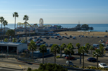 View on Santa Monica Pier from parking area