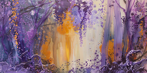 Cascading ribbons of lavender and saffron intertwine, infusing the scene with a sense of whimsy and enchantment."