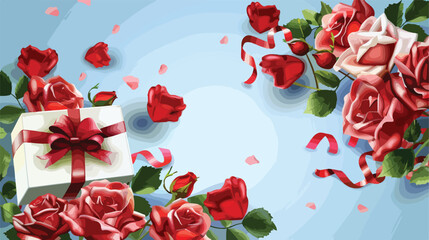 Beautiful roses and presents for Valentine day 