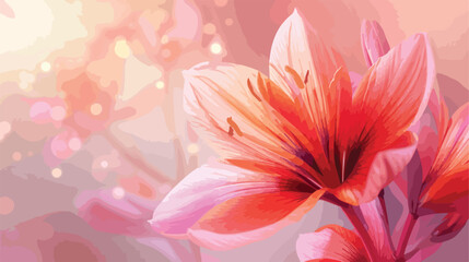 Beautiful Saffron flower on pink background closeup Vector