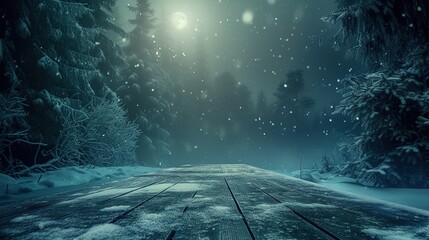 empty winter background for your decoration and dark wooden top place. AI Generative