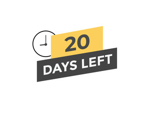 20 days to go countdown template. 20 day Countdown left days banner design. 20 Days left countdown timer
