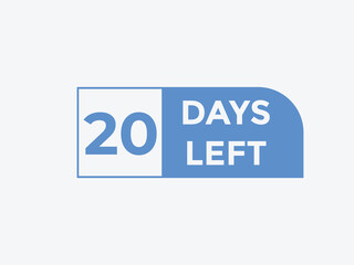 20 days to go countdown template. 20 day Countdown left days banner design. 20 Days left countdown timer
