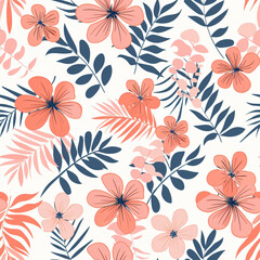 Obraz premium A colorful and whimsical floral summer pattern with various fruits and flowers