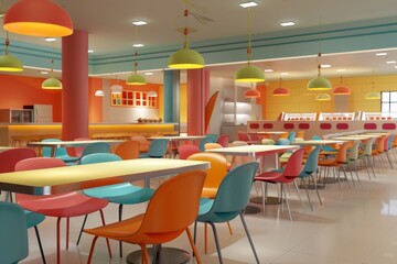 illustration of canteen interior design