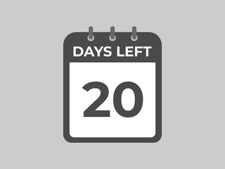 20 days to go countdown template. 20 day Countdown left days banner design. 20 Days left countdown timer
