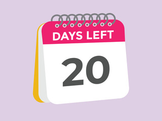20 days to go countdown template. 20 day Countdown left days banner design. 20 Days left countdown timer
