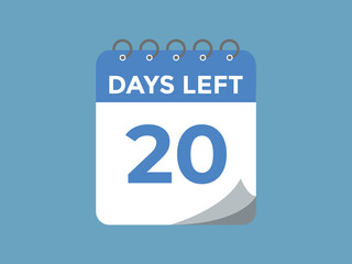 20 days to go countdown template. 20 day Countdown left days banner design. 20 Days left countdown timer
