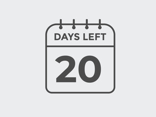 20 days to go countdown template. 20 day Countdown left days banner design. 20 Days left countdown timer
