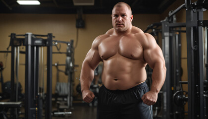 Fototapeta na wymiar big man workout at gym