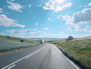 Vehicle, summer, blue sky, landscape, beautiful