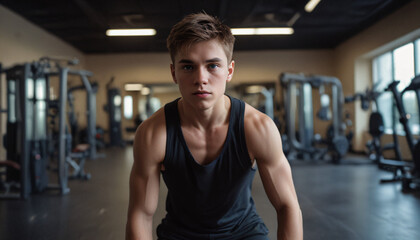 Fototapeta premium boy workout at gym
