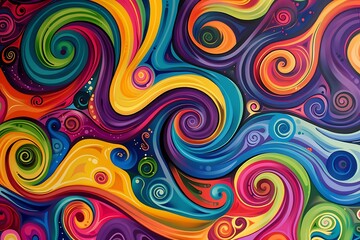 Fototapeta na wymiar Psychedelic swirls and twirls in bright colors