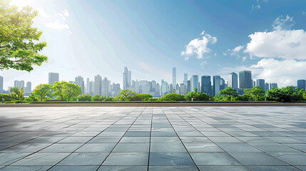 Fototapeta premium Urban Serenity: Embracing Modernity in an Empty Square