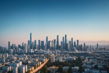 Fototapeta premium city skyline at sunset