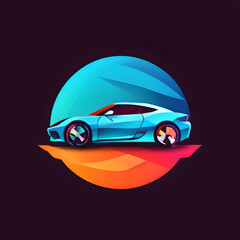 simple car logo vector with abstract colors