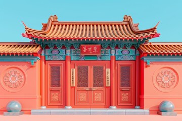Fototapeta premium illustrations of ancient chinese building