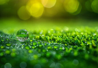 Water drop on the green grass