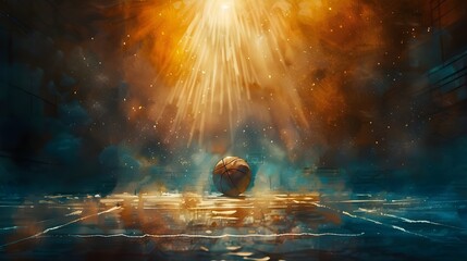 basketball only the legend, the field of beginning and hotness, only courage will stand at the top of basketball, acrylic painting,generate ai