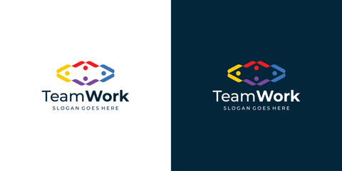 Simple Team Work Logo. Community, Friendship, Teamwork, People Connectivity Logo Design Inspiration.