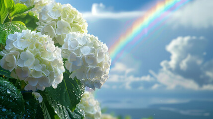紫陽花と虹
