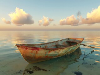 Fototapeta premium Boat on ocean, sea, summer, landscape, beautiful