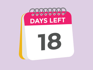 18 days to go countdown template. 18 day Countdown left days banner design. 18 Days left countdown timer
