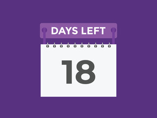 18 days to go countdown template. 18 day Countdown left days banner design. 18 Days left countdown timer
