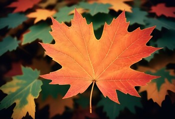 Naklejka na ściany i meble 70s-Vibrant-maple-leaf-with-serrated-edges-autumn- (10)