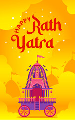 Flat rath yatra banner gold clouds illustration