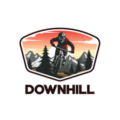 Downhill biker championship vintage logo illustration vector
