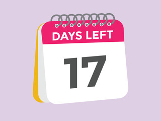 17 days to go countdown template. 17 day Countdown left days banner design. 17 Days left countdown timer
