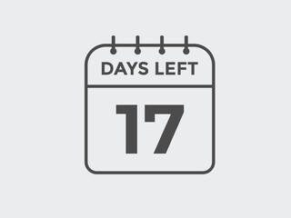 17 days to go countdown template. 17 day Countdown left days banner design. 17 Days left countdown timer
