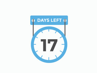 17 days to go countdown template. 17 day Countdown left days banner design. 17 Days left countdown timer
