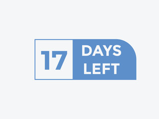 17 days to go countdown template. 17 day Countdown left days banner design. 17 Days left countdown timer
