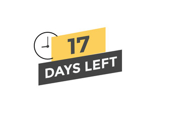 17 days to go countdown template. 17 day Countdown left days banner design. 17 Days left countdown timer
