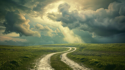 Winding Road Perspective From Above, the Ascension of Christ, the ascension of Jesus into heaven, a...