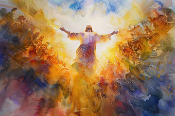 The Ascension of Jesus: Heavenly Splendor, the Ascension of Christ, the ascension of Jesus into heaven, a festival celebrated by Christians.