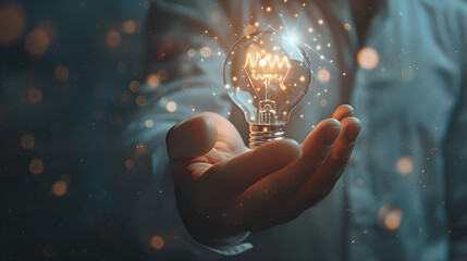 Businessman Holding a Lightbulb: Symbolizing Innovative Business Ideas
